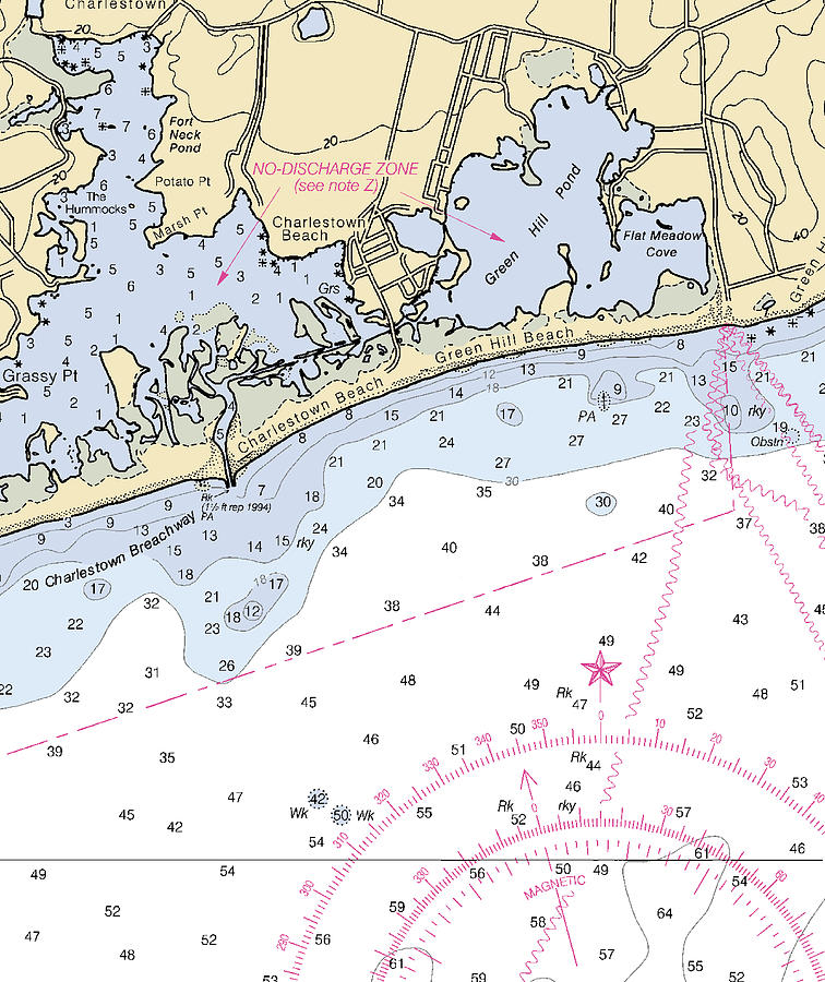 Charlestownrhode Island Nautical Chart Mixed Media by Sea Koast Fine