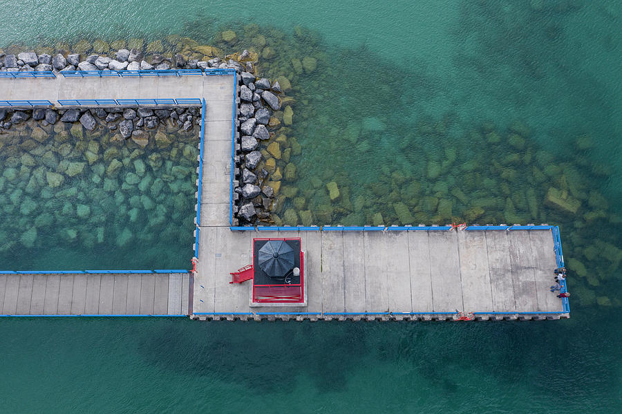 Charlevoix South Pier Light Station from Above  Photograph by John McGraw
