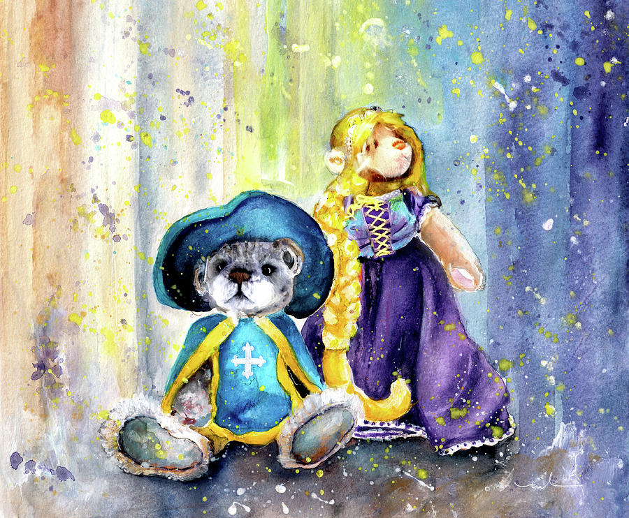 Charlie Bears Faux Pas And Princess Painting by Miki De Goodaboom