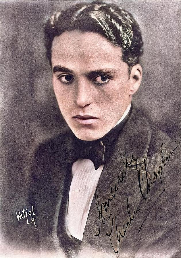 Charlie Chaplin, by Witzel Studios, LA 1920 silver gelatin print colorized by Ahmet Asar colorized b Painting by Celestial Images