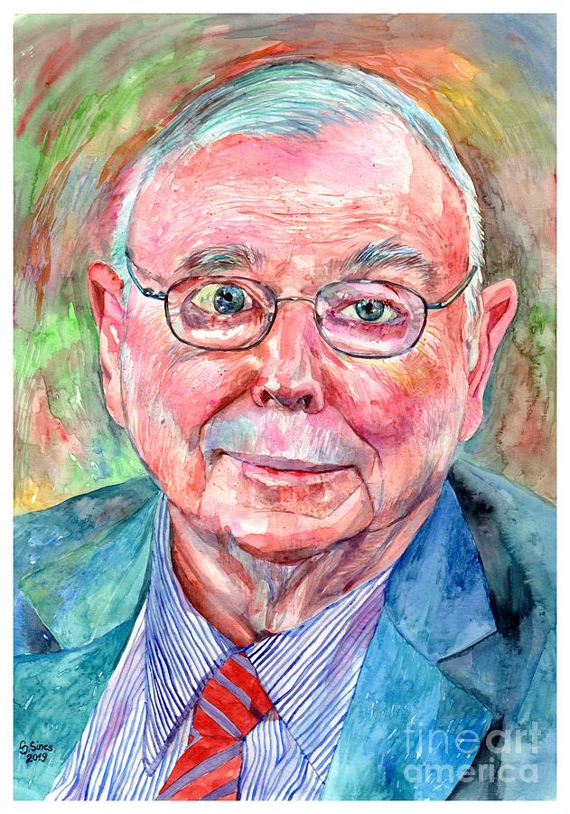 Charlie Painting - Charlie Munger Portrait by Suzann Sines