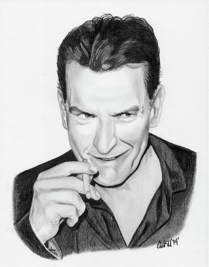 Charlie Sheen Drawing By Lantz Fisk - Fine Art America