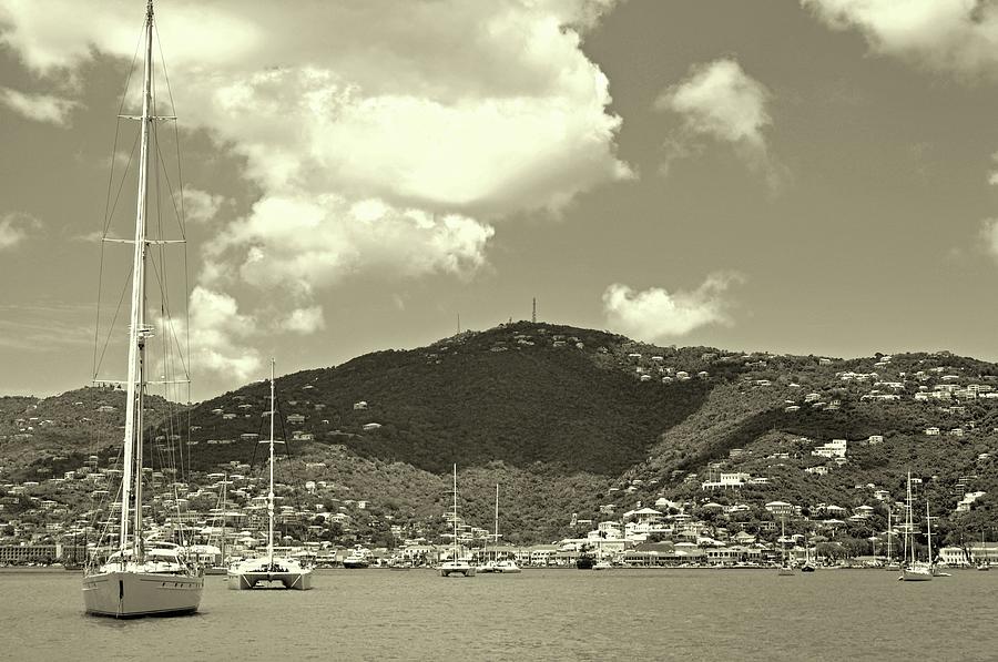 Charlotte Amalie Harbor in Sepia Photograph by Climate Change VI - Sales