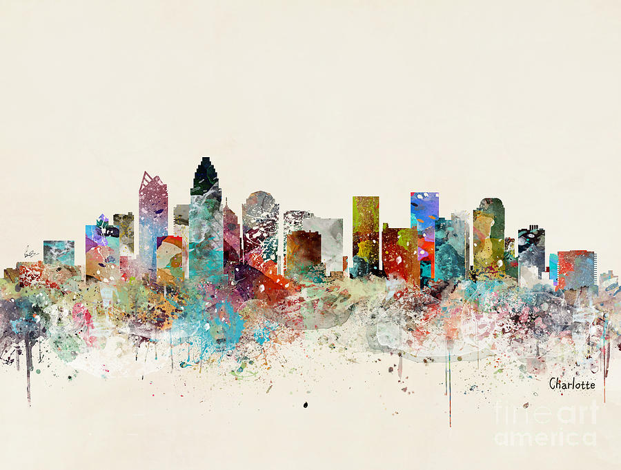 Charlotte Painting - Charlotte City Skyline by Bri Buckley