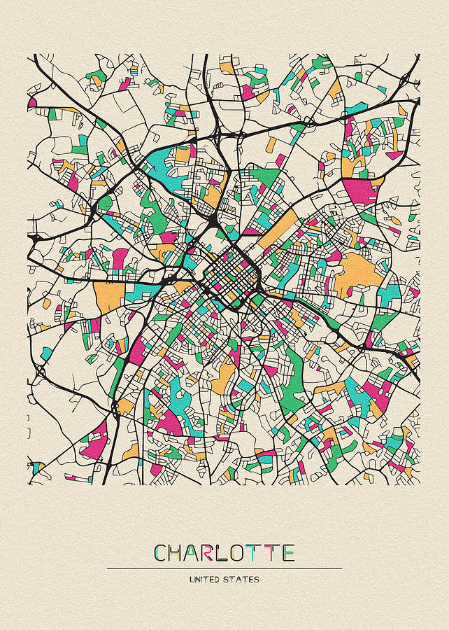CHARLOTTE, NC | City Series Map Art Print