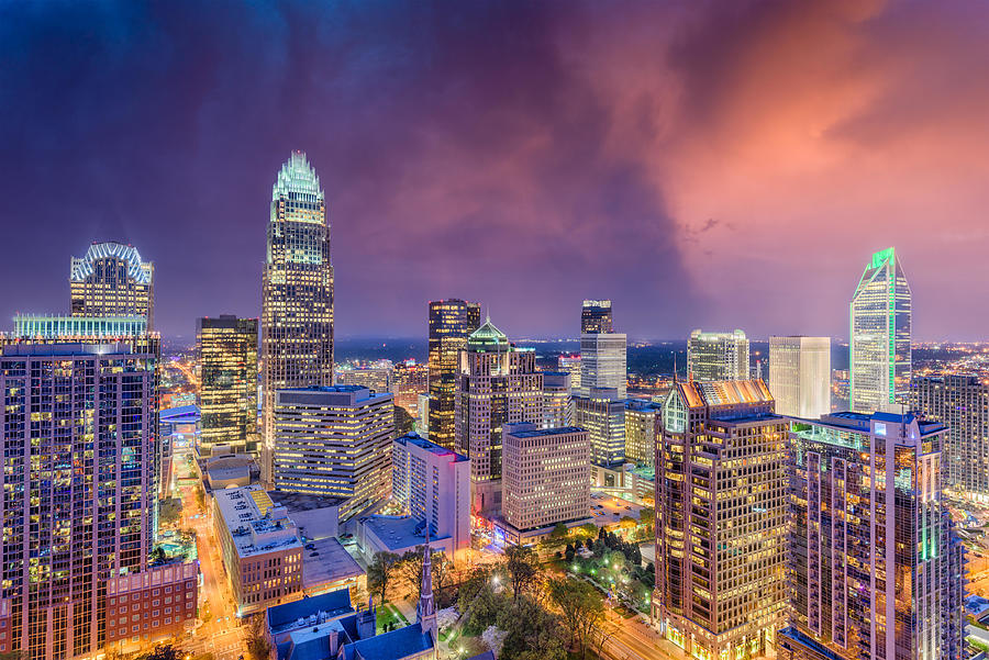 Charlotte Photograph - Charlotte, North Carolina, Usa Skyline by Sean Pavone