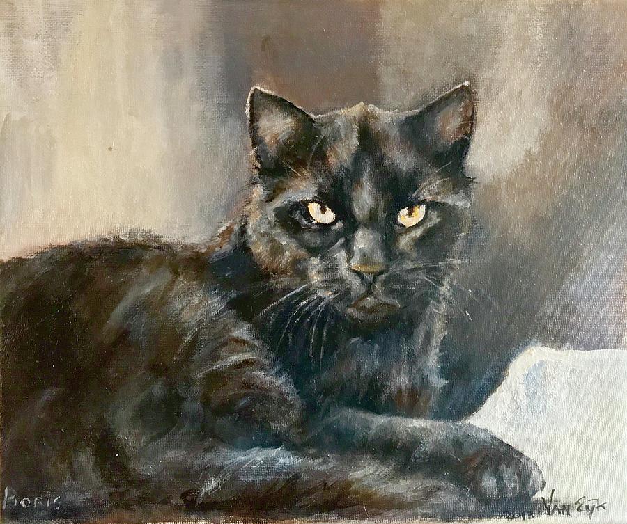 Black Cat Painting - Charmed by Gea Van Eijk