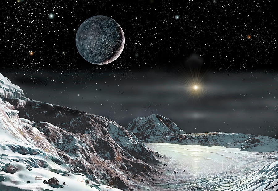 Charon From Pluto by David A. Hardy, Futures: 50 Years In Space/science ...