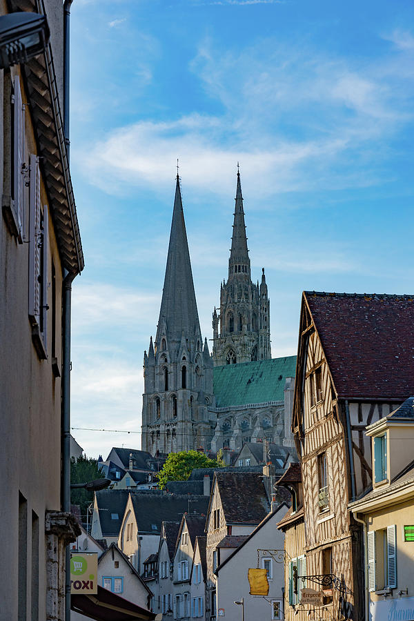 Chartres Cathedral Overlooks the Town Photograph by Liz Albro