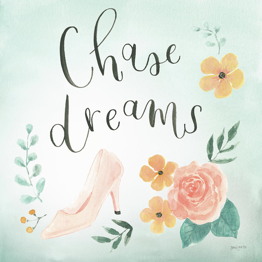 Flower Drawing - Chase Dreams I Green by Jenaya Jackson