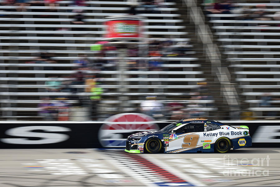 Chase Elliott Crossing The Finish Line at T M S Photograph by Paul Quinn
