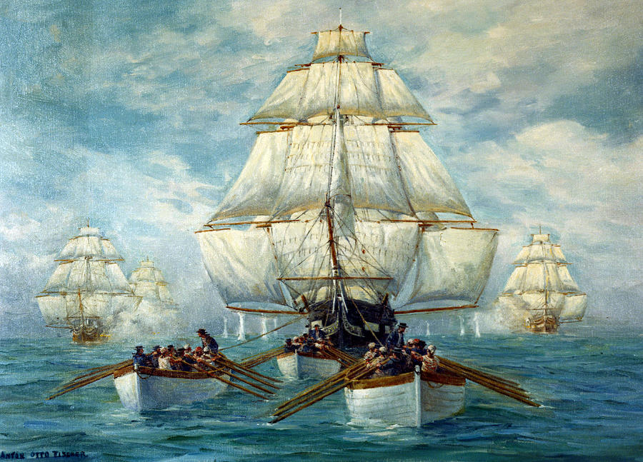 Chase of the USS Constitution Painting by Anton Otto Fischer