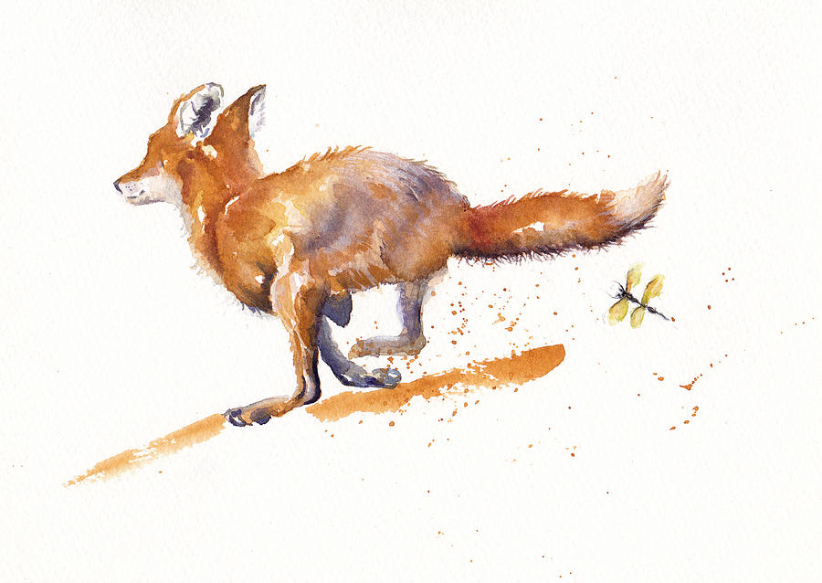 Fleeing Fox - Chased by the dragon Painting by Debra Hall