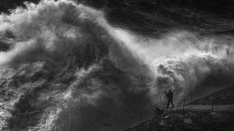 Black And White Photograph - Chasing The Sea Storm by Paolo Lazzarotti
