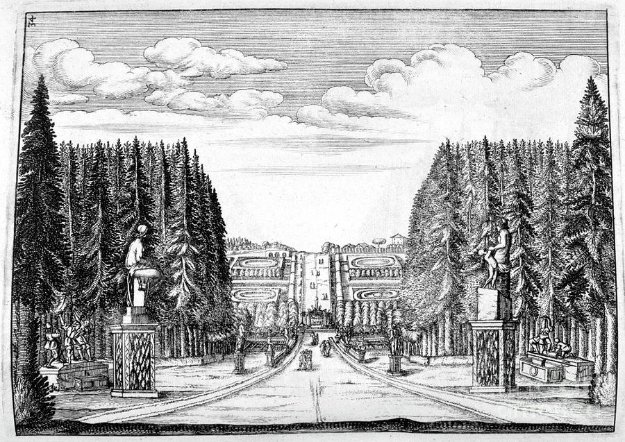 Chateau And Garden Design, 1664. Artist Drawing by Print Collector
