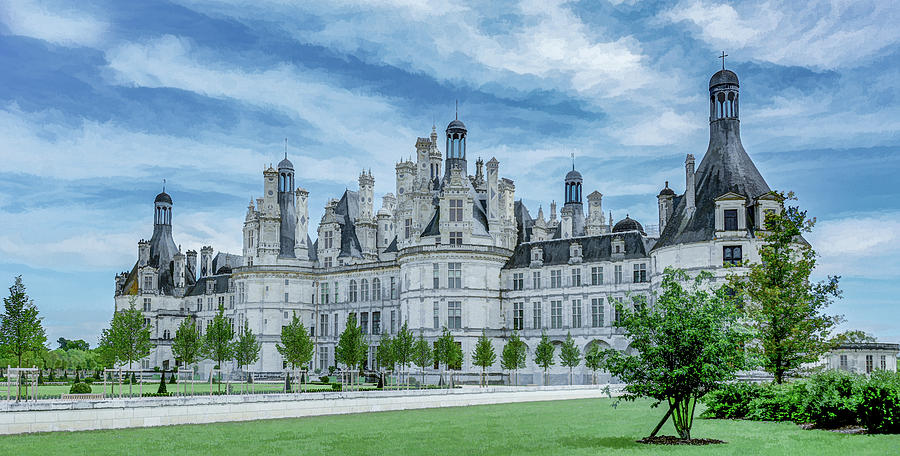 Chateau Chambord, Painterly Version Photograph by Marcy Wielfaert
