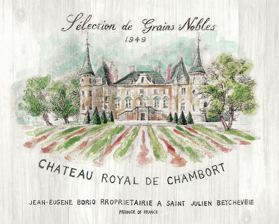 Wine Painting - Chateau Chambort On Wood Color by Danhui Nai