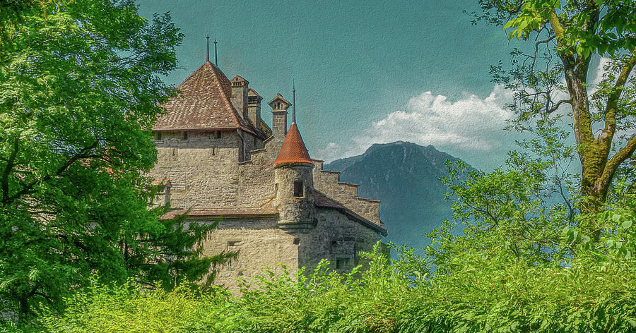 Chateau Chillon, Painterly Photograph by Marcy Wielfaert