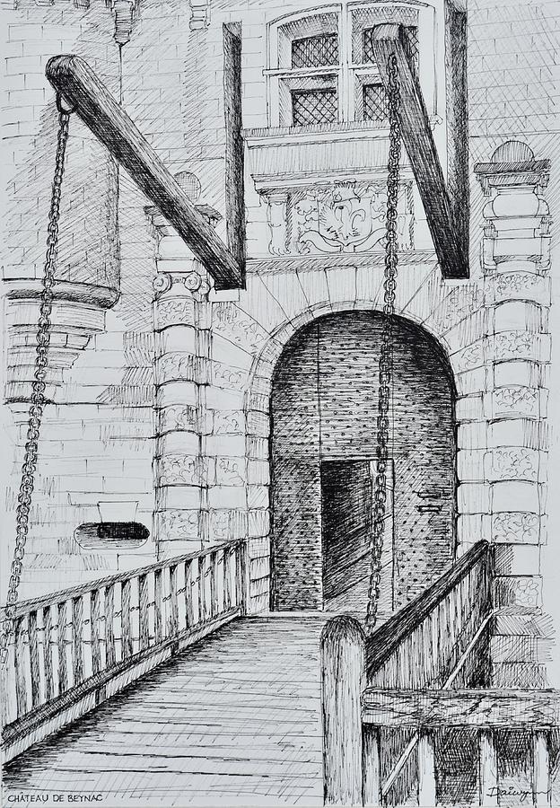 Chateau de Beynac Sketch Drawing by Dai Wynn