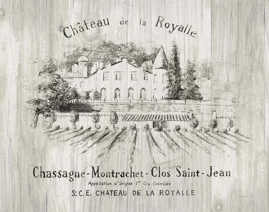 Wine Painting - Chateau Royalle On Wood by Danhui Nai