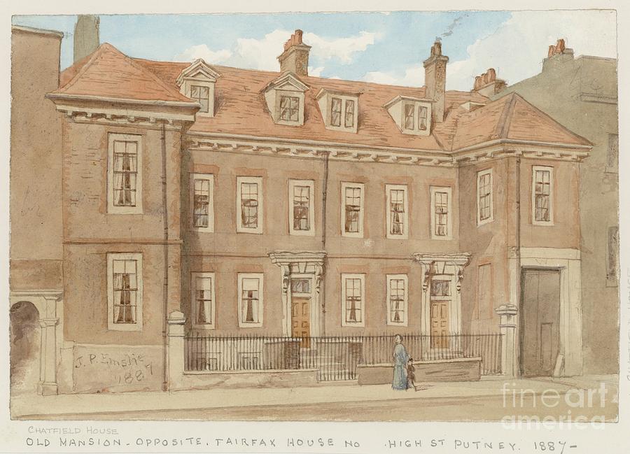 Architecture Painting - Chatfield House, Opposite Fairfax House, High Street, Putney, 1887 by John Phillipp Emslie