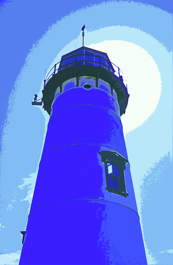 Chatham Lighthouse Blue Abstract 300 Painting by Sharon Williams Eng