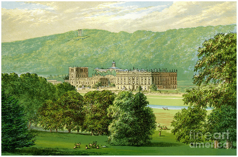 Chatsworth House, Derbyshire, Home Drawing by Print Collector