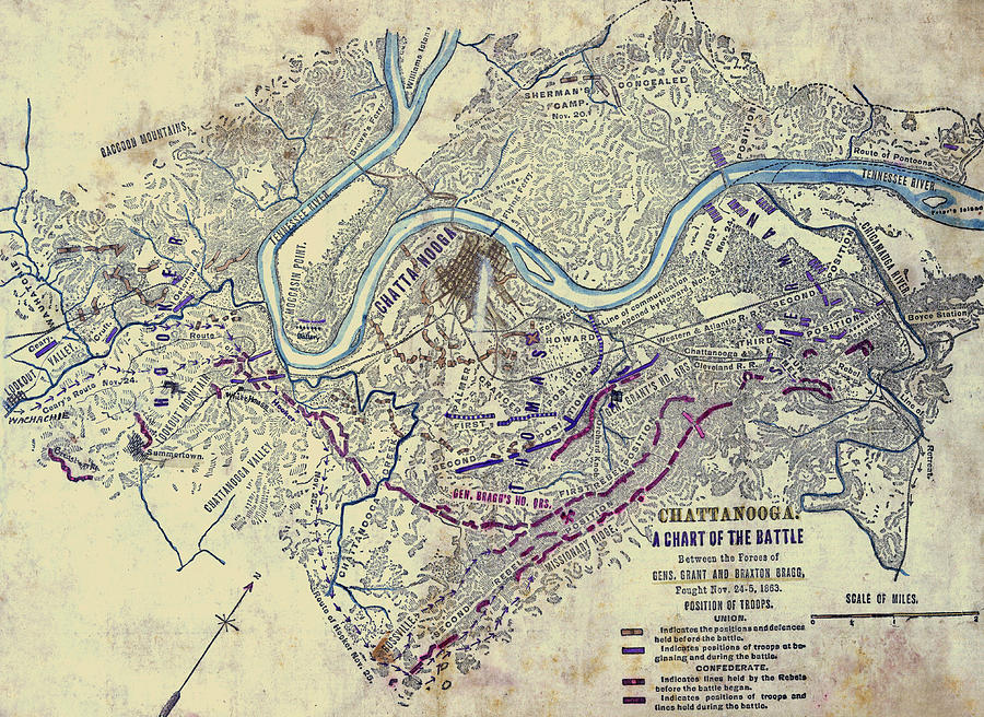 Chattanooga. A chart of the battle Painting by Robert Knox Sneden