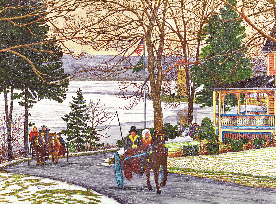 Horse Painting - Chautauqua - Currier And Ives Ride by Thelma Winter