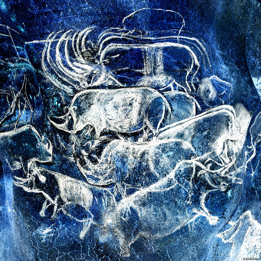 Chauvet - Rhinoceros Panel - Negative Digital Art by Weston Westmoreland