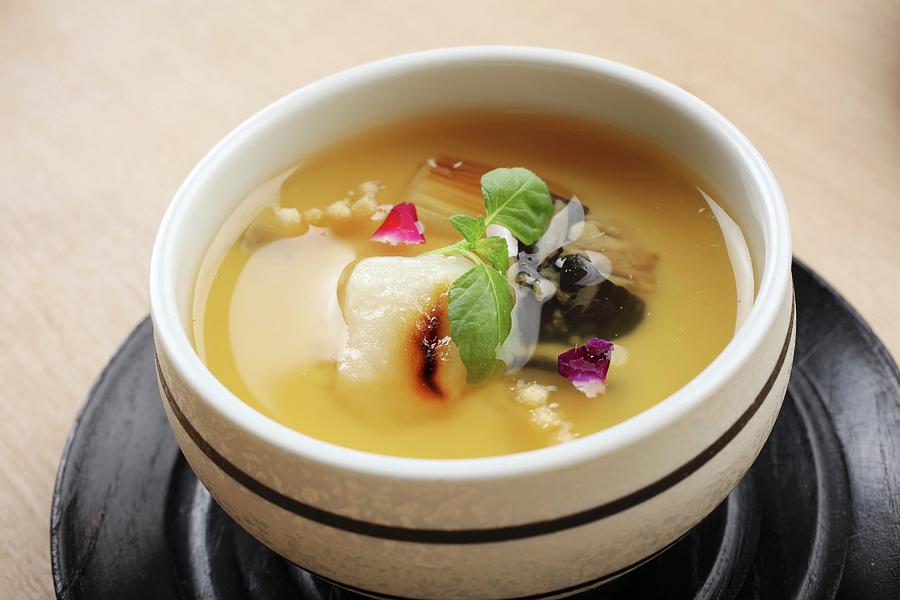 Chawanmushi – Steamed Egg Cream With Soy Sauce, Dashi, Fish Flakes And