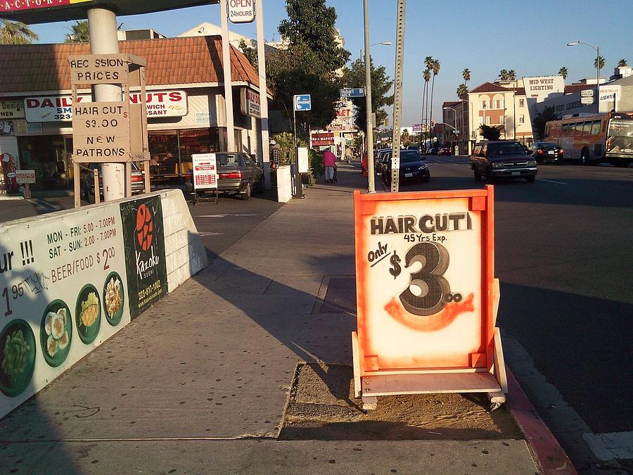 Cheap Haircut Sign Photograph by Jim Steinfeldt