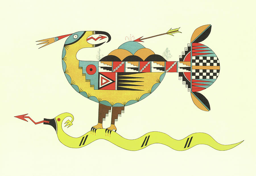 Checkered Thunder-Bird Painting by Martinez