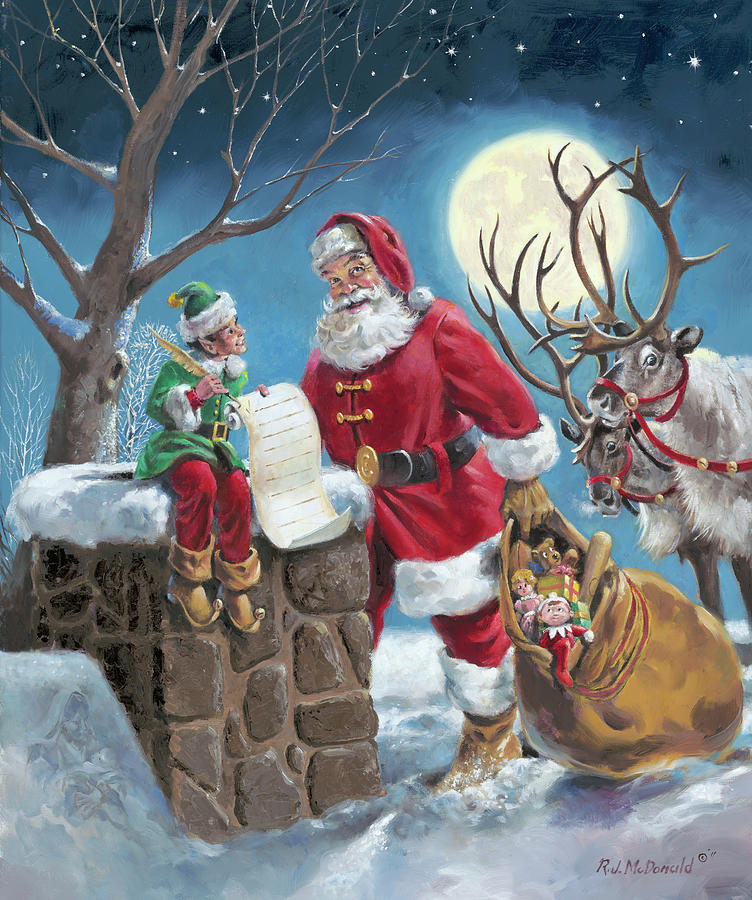 Christmas Painting - Checking It Twice by R.j. Mcdonald