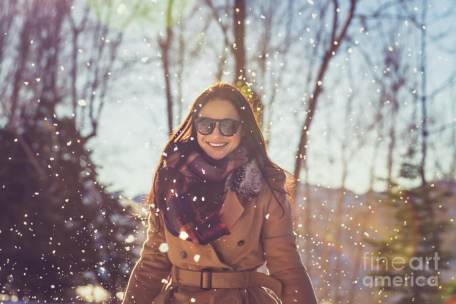 Cheerful female enjoying winter Photograph by Anna Om