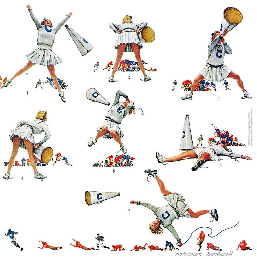 cheerleader Painting by Norman Rockwell