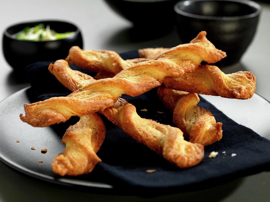 Cheese And Chive Pastry Twists Photograph by Robert Morris
