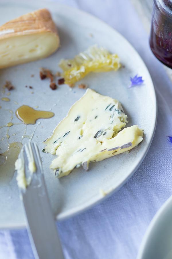Cheese And Honey On A Plate Photograph by Eising Studio