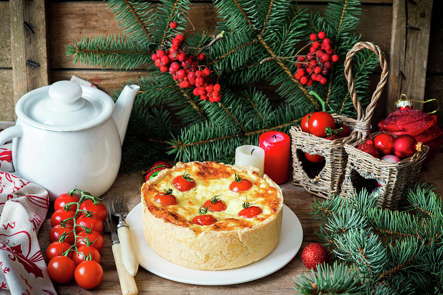 Cheese And Tomato Cake For Christmas Photograph by Irina Meliukh