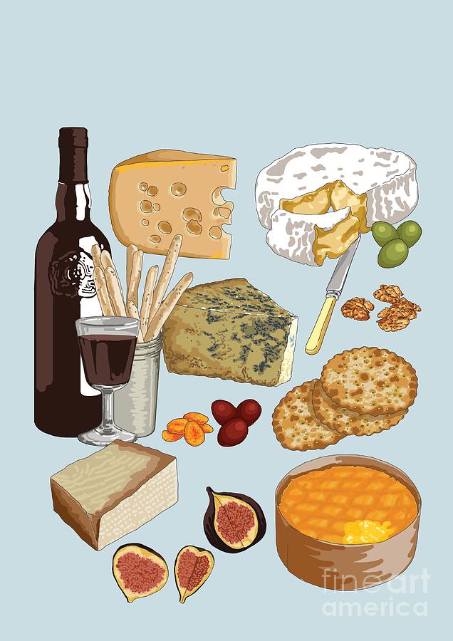 Cheese Board Painting by Claire Huntley