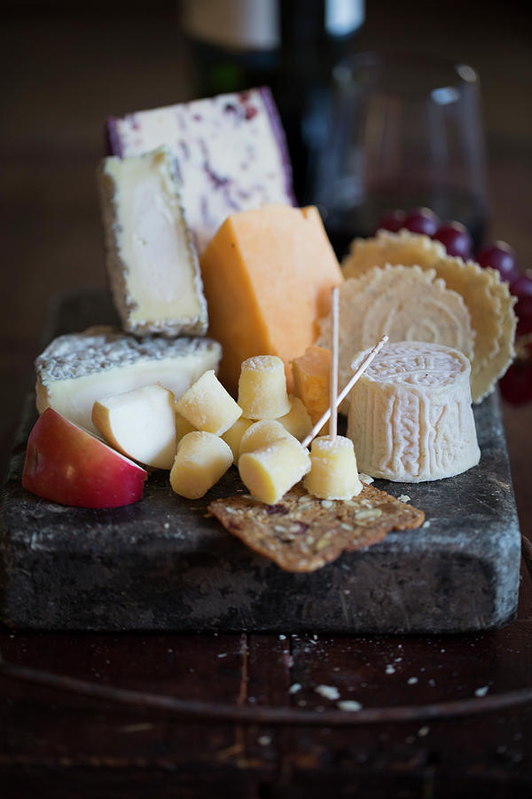 Cheese Board Still Life With Crackers And Fruits Photograph by Eising Studio