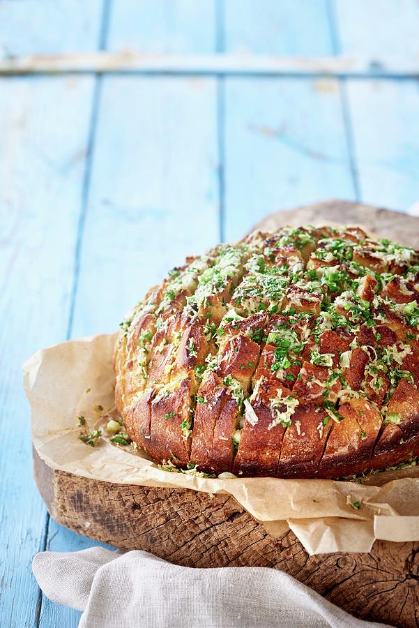Cheese Bread With Chives And Garlic Photograph by Martin Dyrlv