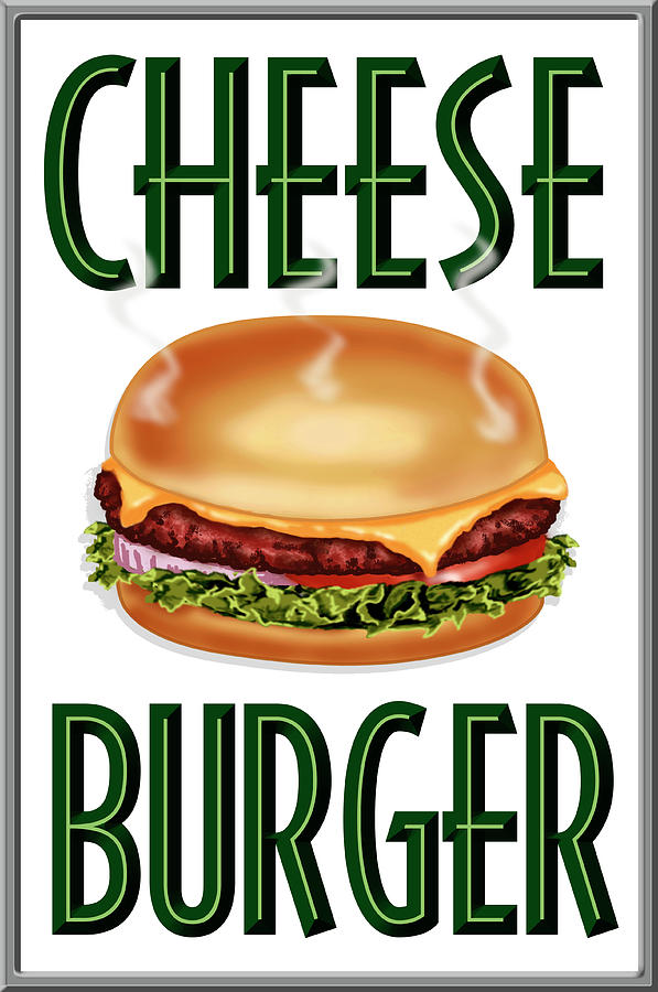 Vintage Digital Art - Cheese Burger Vertical by Retroplanet