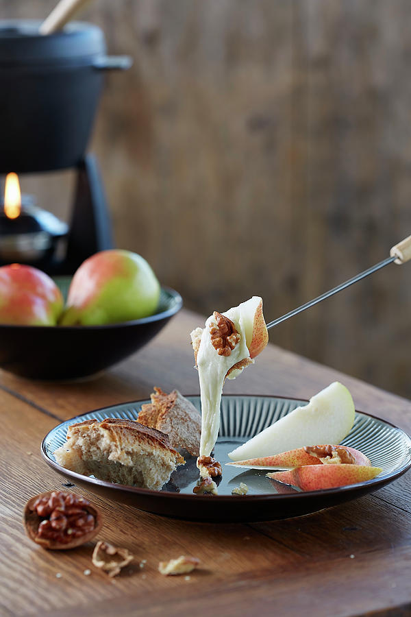 Cheese Fondue With Pears And Nuts Photograph by Rafael Pranschke Fine