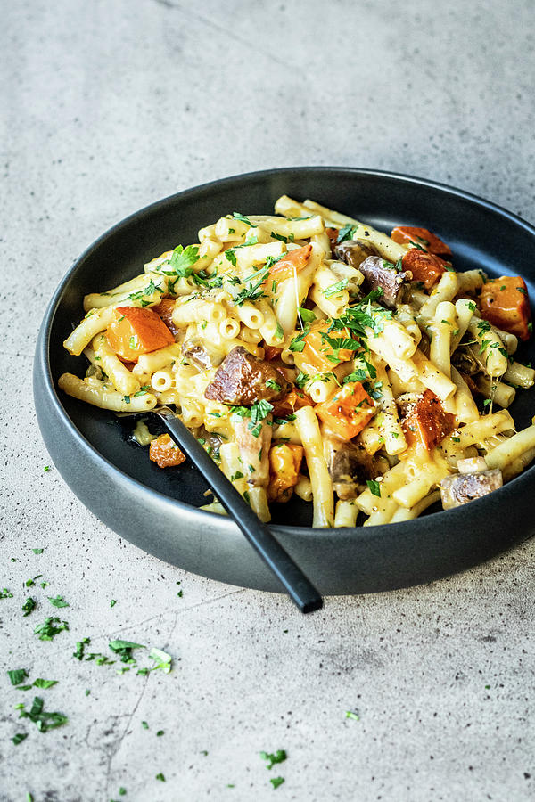 Cheese Macaroni With Mushrooms And Pumpkin Photograph by Simone Neufing