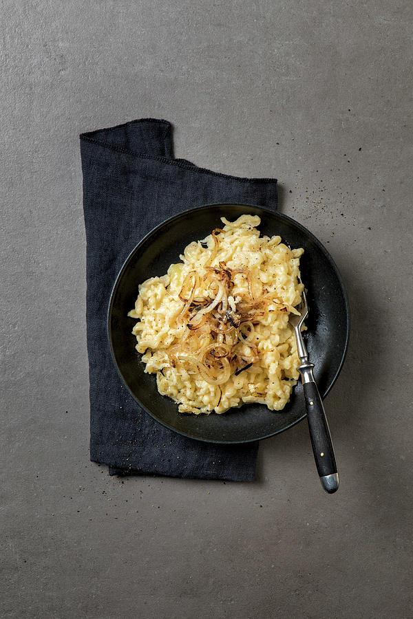 Cheese Spaetzle With Braised Onions And Pepper Photograph by Jennifer Braun