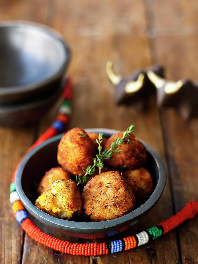 Cheese & Sweetcorn Balls In A Peanut & Bean Coating africa Photograph by Great Stock!