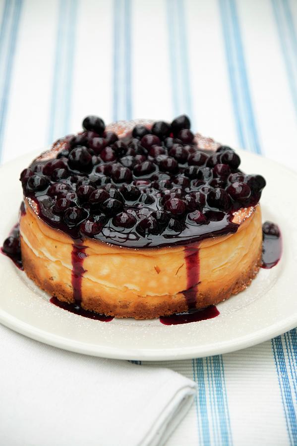 Fruit Photograph - Cheesecake With Blueberry Topping by Food Experts Group