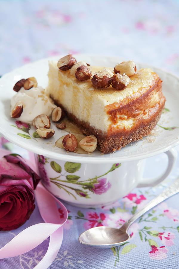 Cheesecake With Honey And Roasted Hazelnuts Photograph by Ekblom, Ulrika