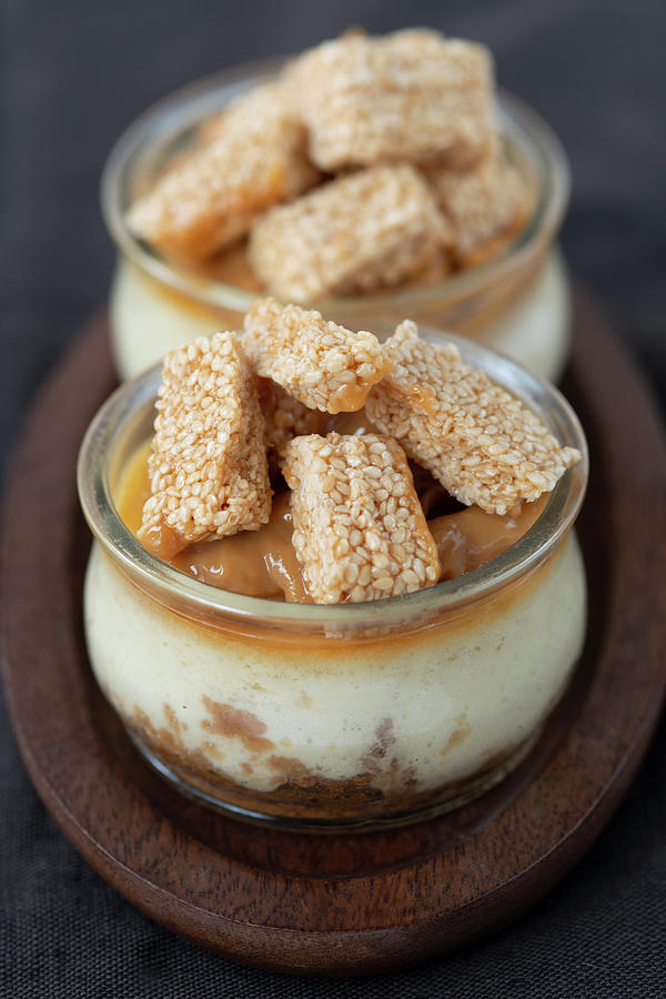 Cheesecakes With Sesame Bars In Jars Photograph by Ewa Rejmer